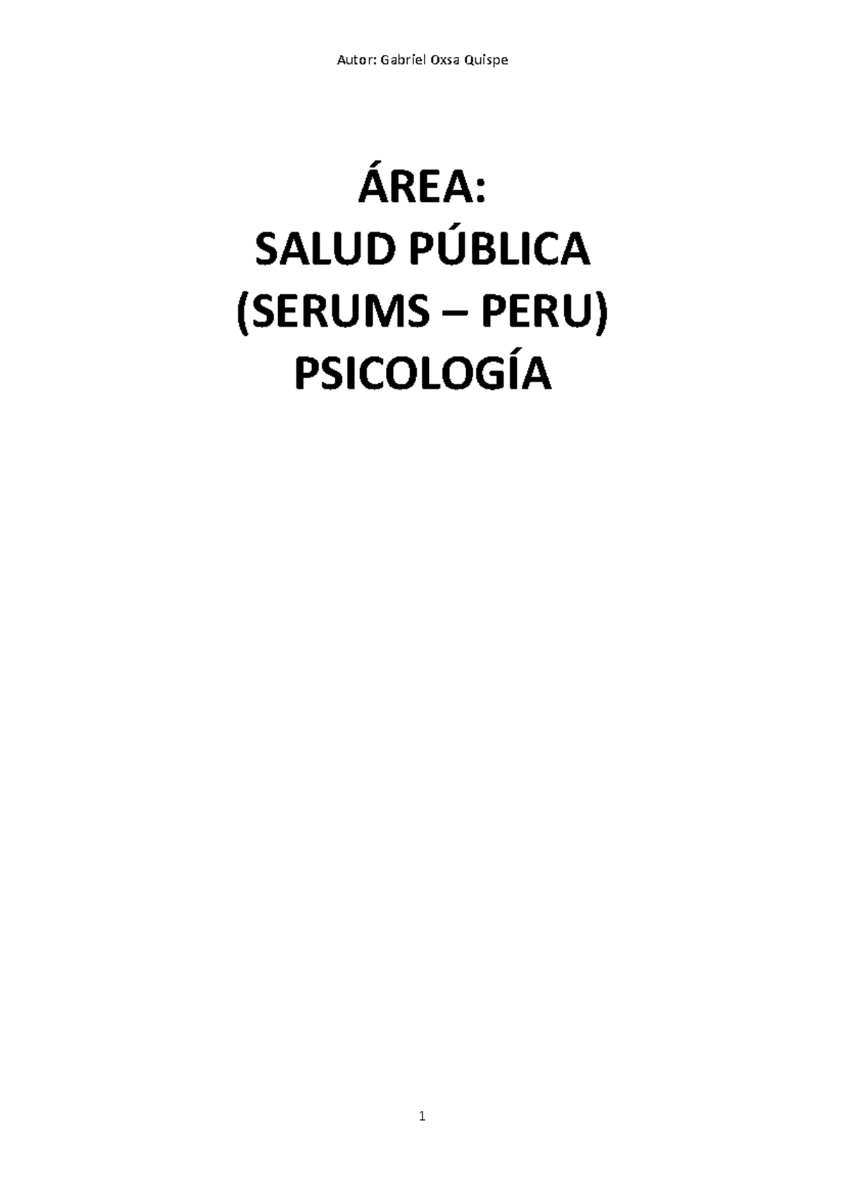 Salud Pública y Psicología: SERUMS Perú - Métodos y Aplicaciones - Document Preview