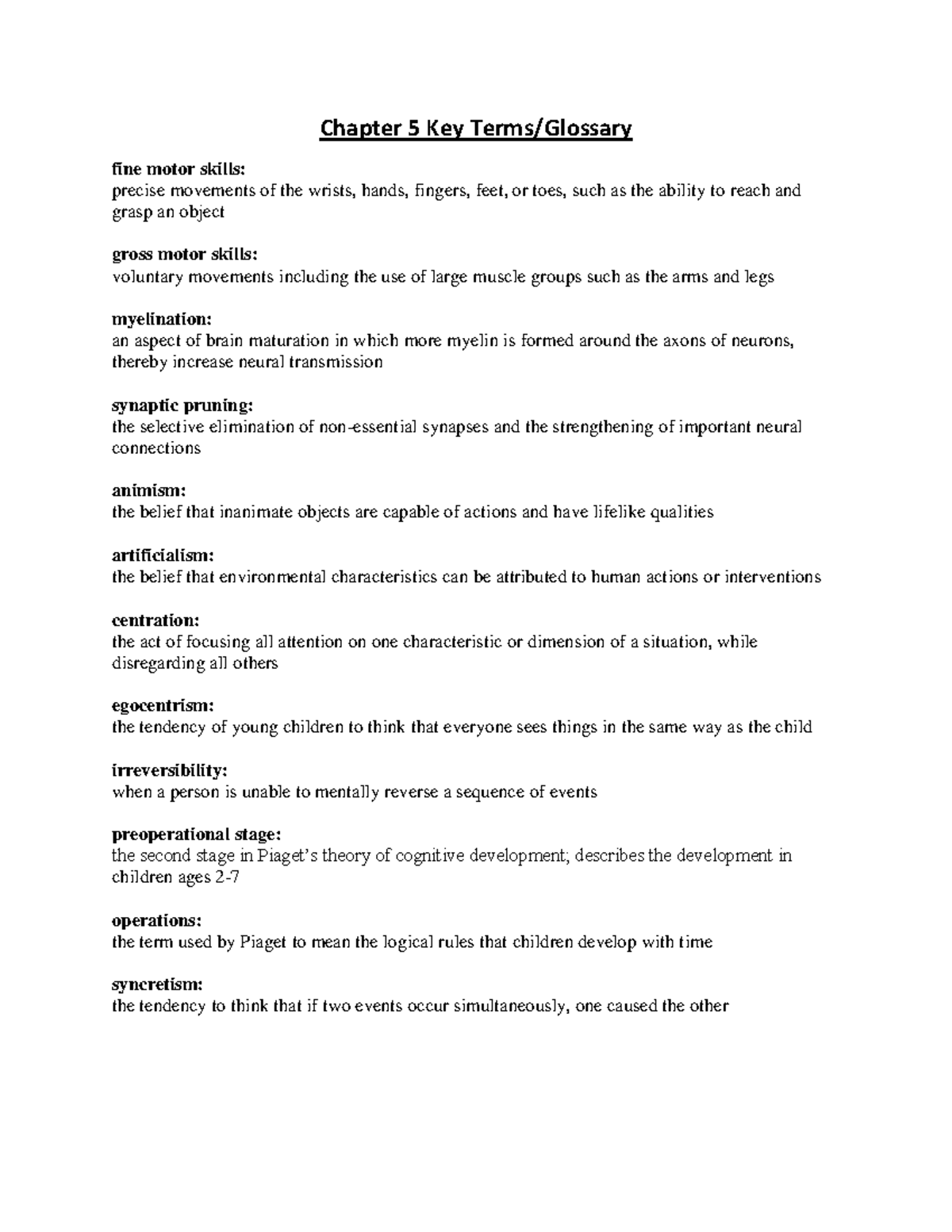 Chapter 5: Essential Terms in Child Development Psychology - Studocu