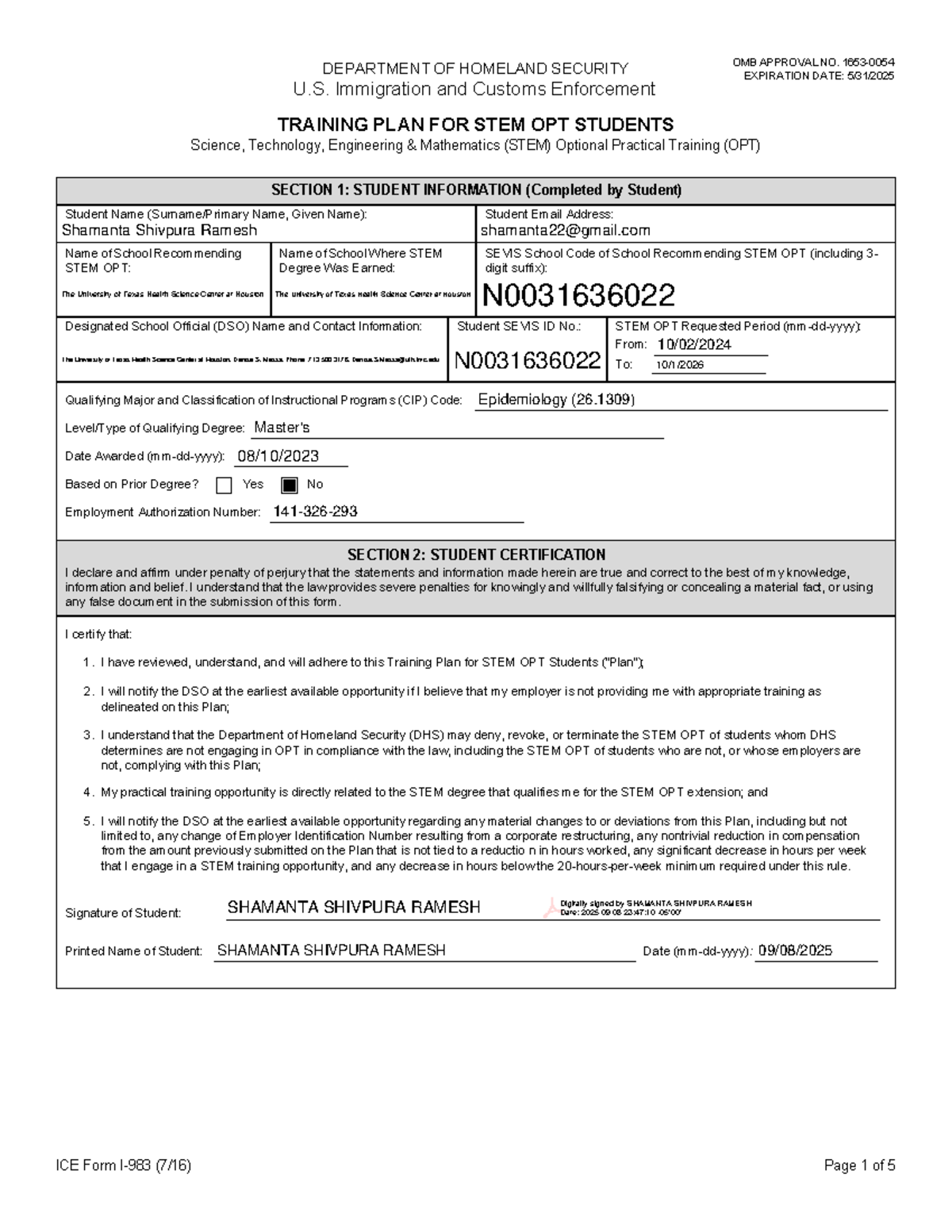 Training plan for stem opt students form i 983 stem opt studocu