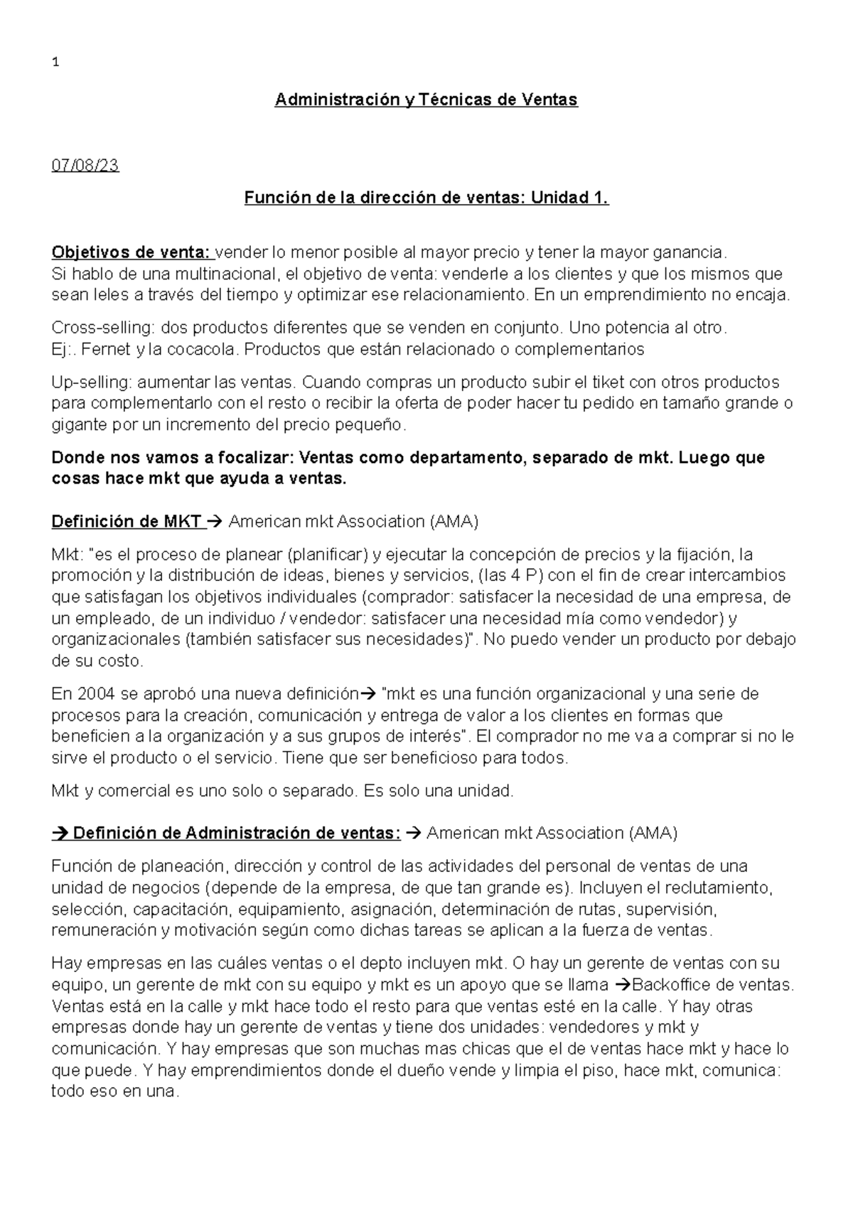 Administración y Técnicas de Ventas - 1er Parcial Resumen y Claves ...