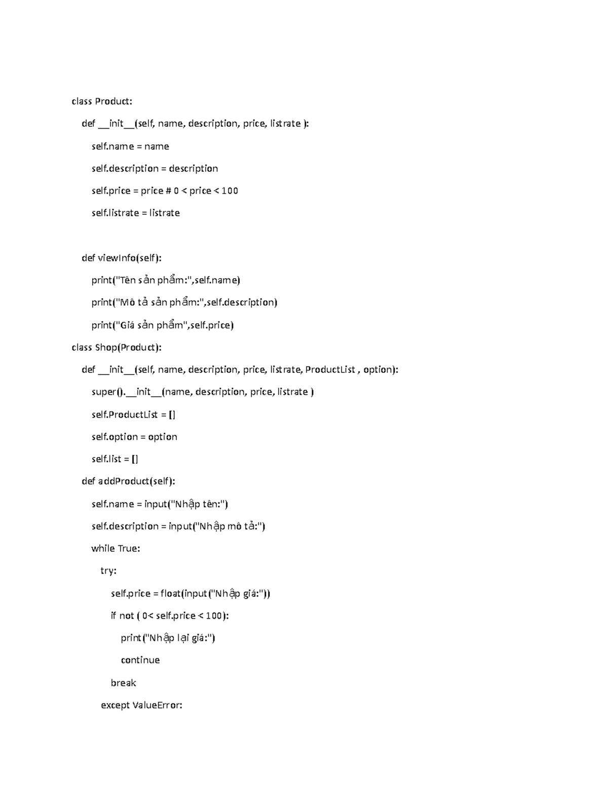 Python OOP manage Shop - assignment practice DBI202 - class Product ...