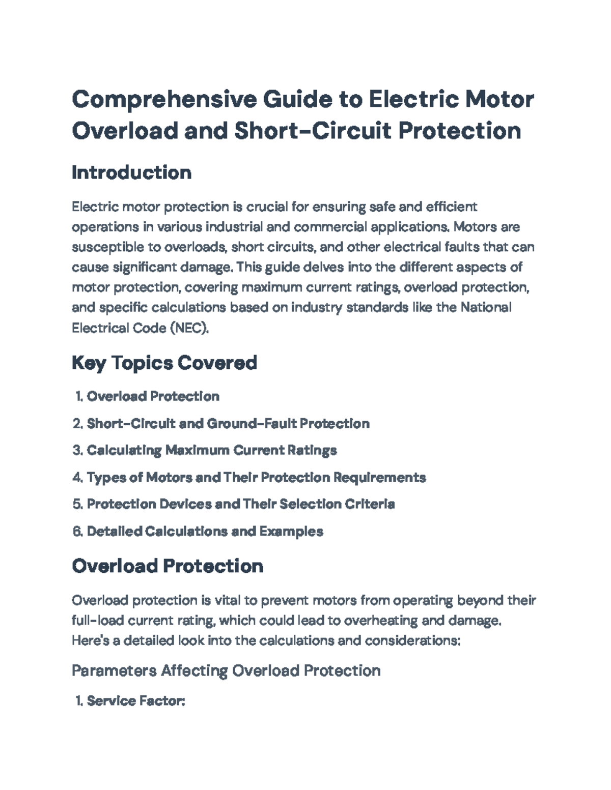 Comprehensive Guide to Electric Motor Protection (ENG 101) Strategies ...