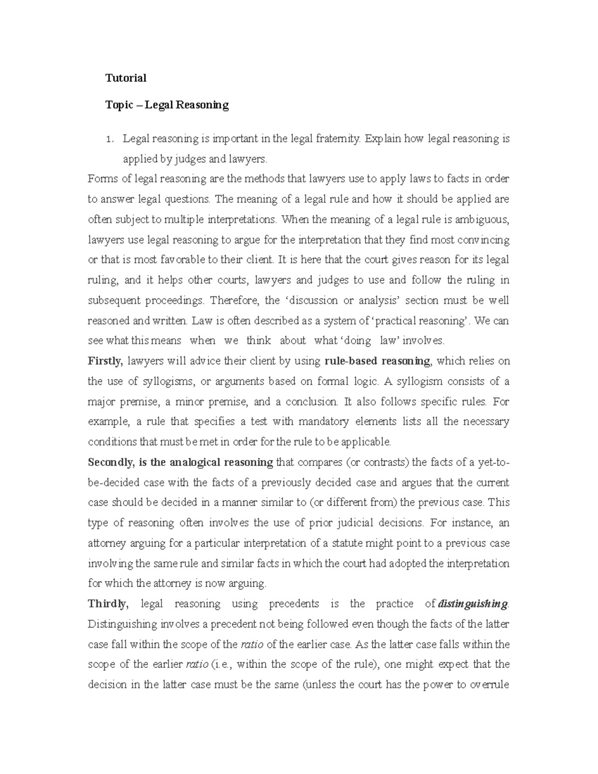 Legal Method Tuto 2 - Tutorial - MMU - Studocu