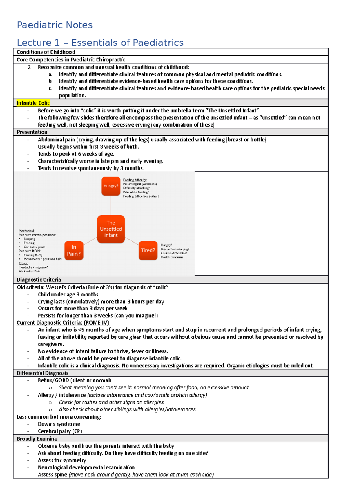 Paediatric Notes - Paeds lectures - Paediatric Notes Lecture 1 ...