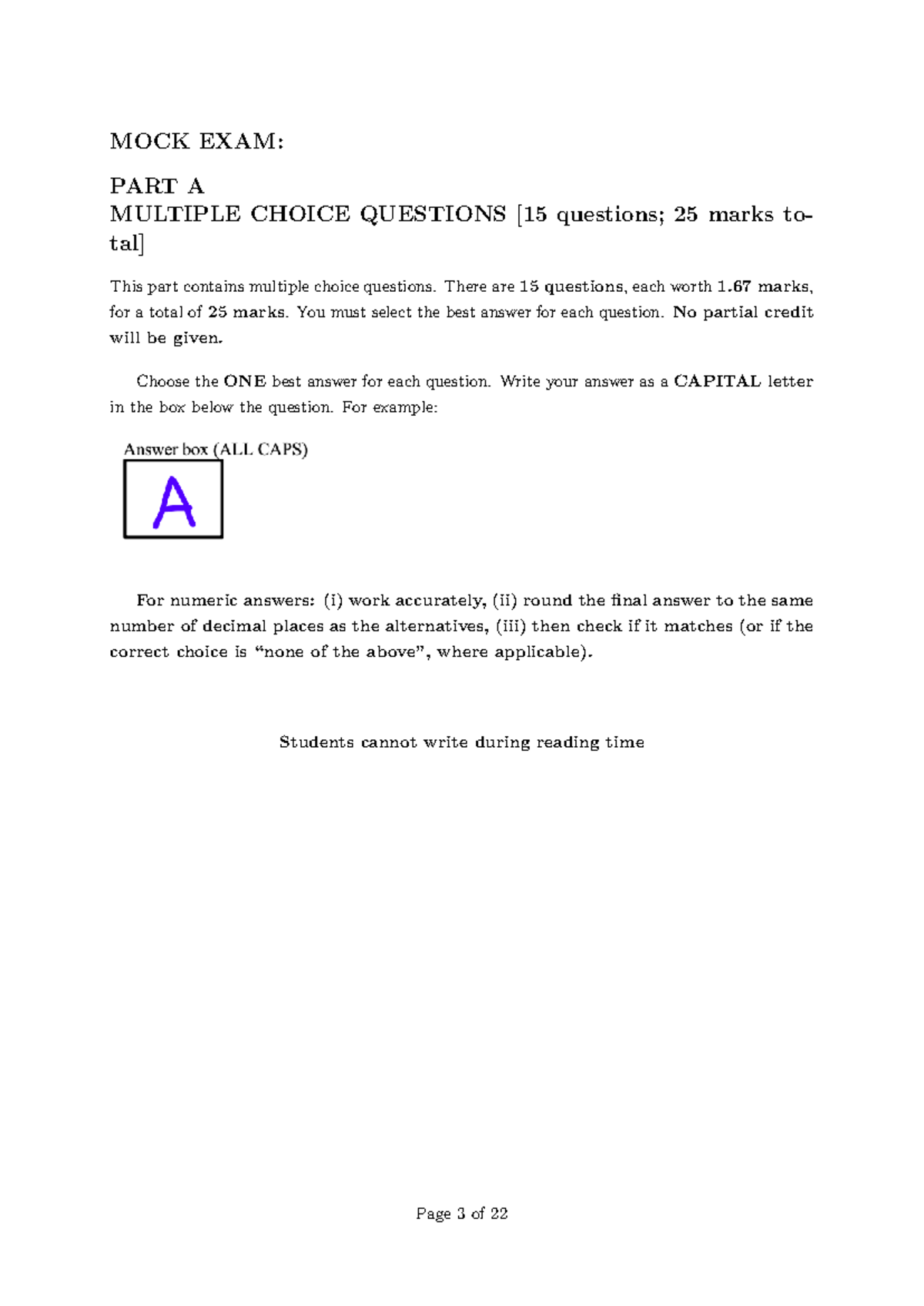 Mock Exam 2025 Sem 2: Part A MCQs & Part B Free Response - Studocu