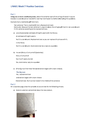 Week 2-Practice Exercises with answers PDF - LINA01 Week 2 Prac0ce ...