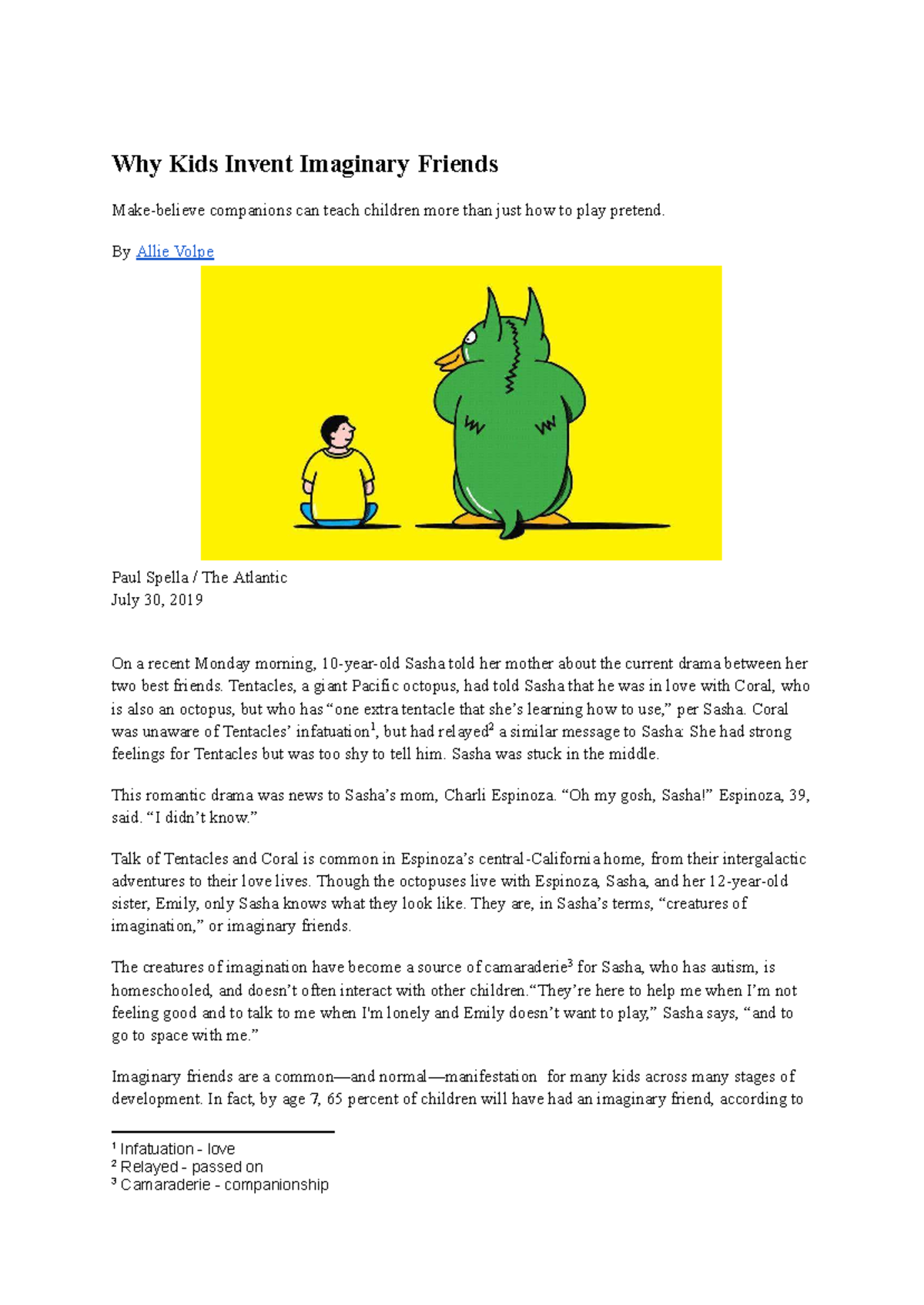 Practice SAC - Year 11 Psych Media Response: Imaginary Friends ...