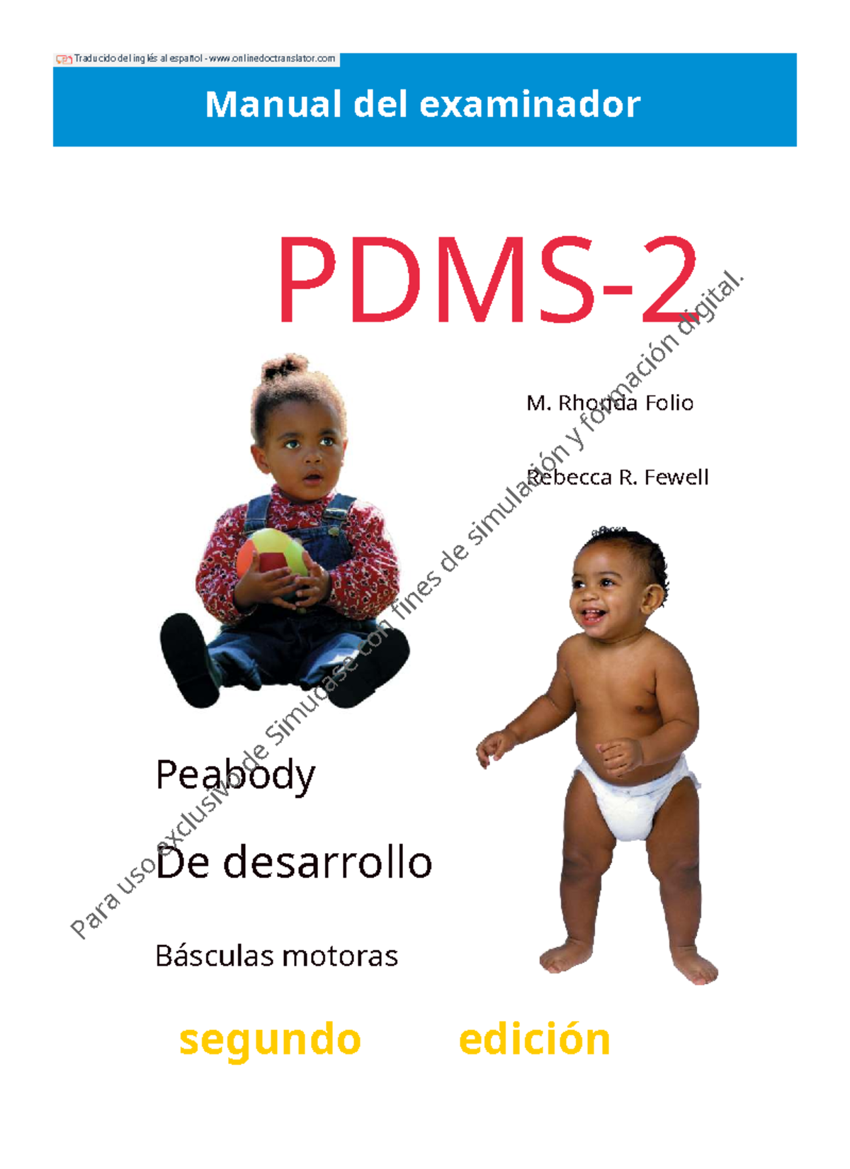 Manual Abreviado PDMS 2: Evaluación de Habilidades Motoras - Studocu