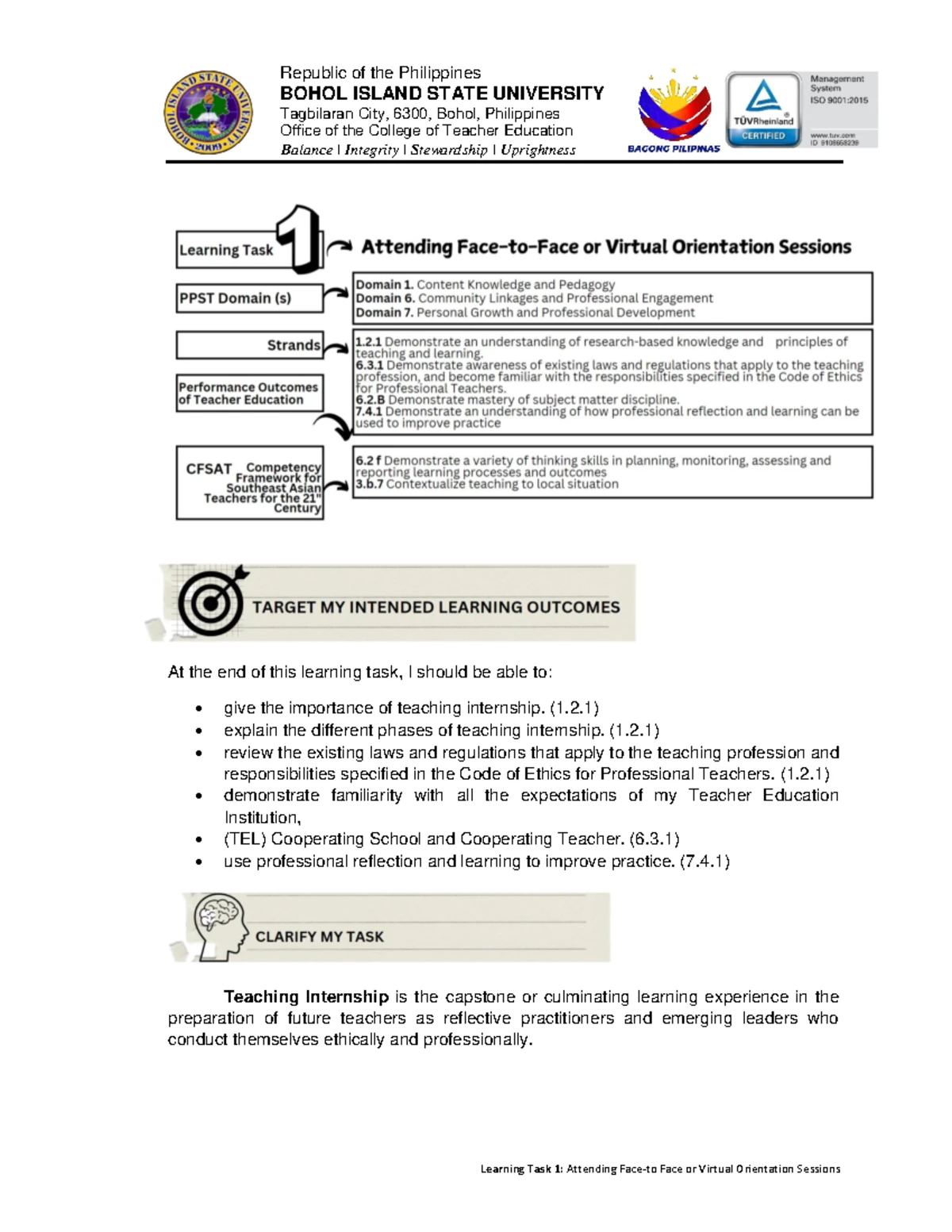 TI Learning Task 7 - Using Assessment Practices and Feedback - Studocu