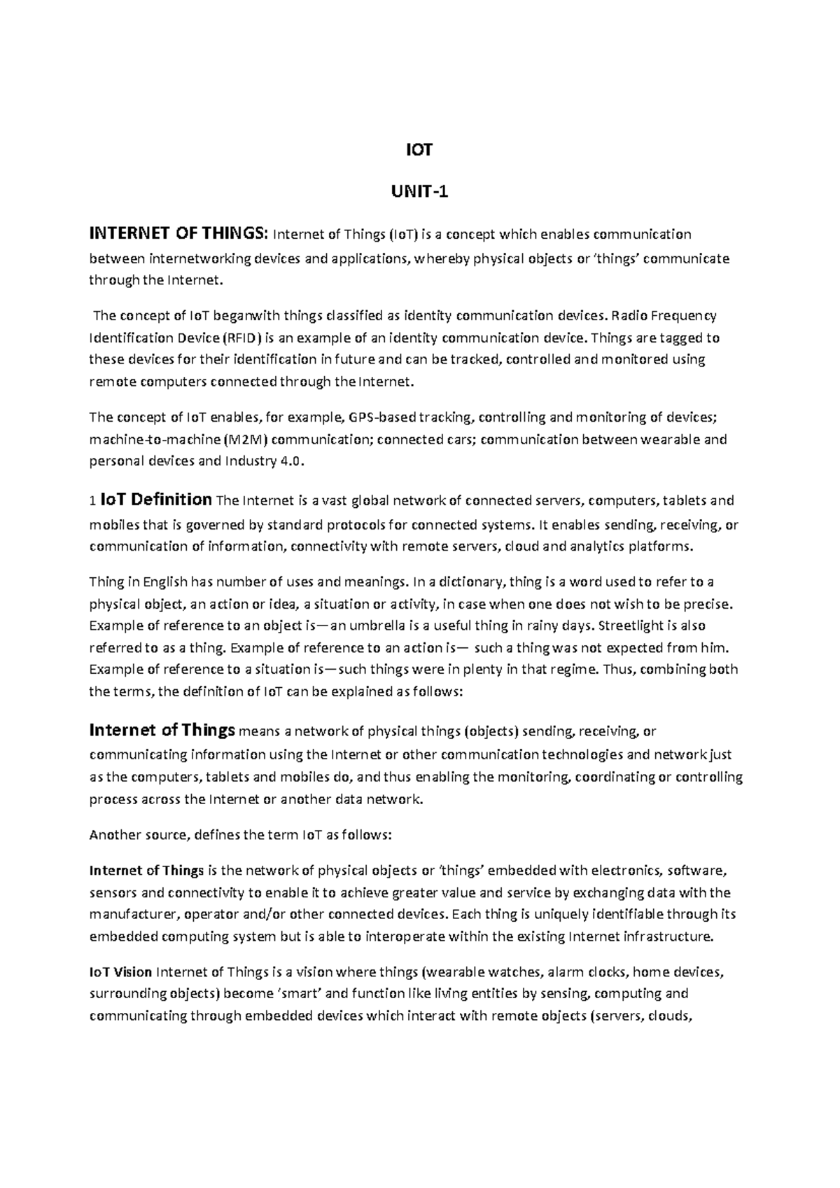 IoT R19 Unit 1: Understanding the Internet of Things Concepts and ...