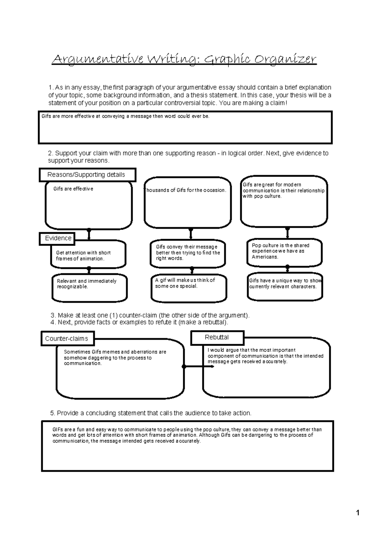Argumentative Essay Graphic Organizer - Mylee Sneary Essentials - Studocu