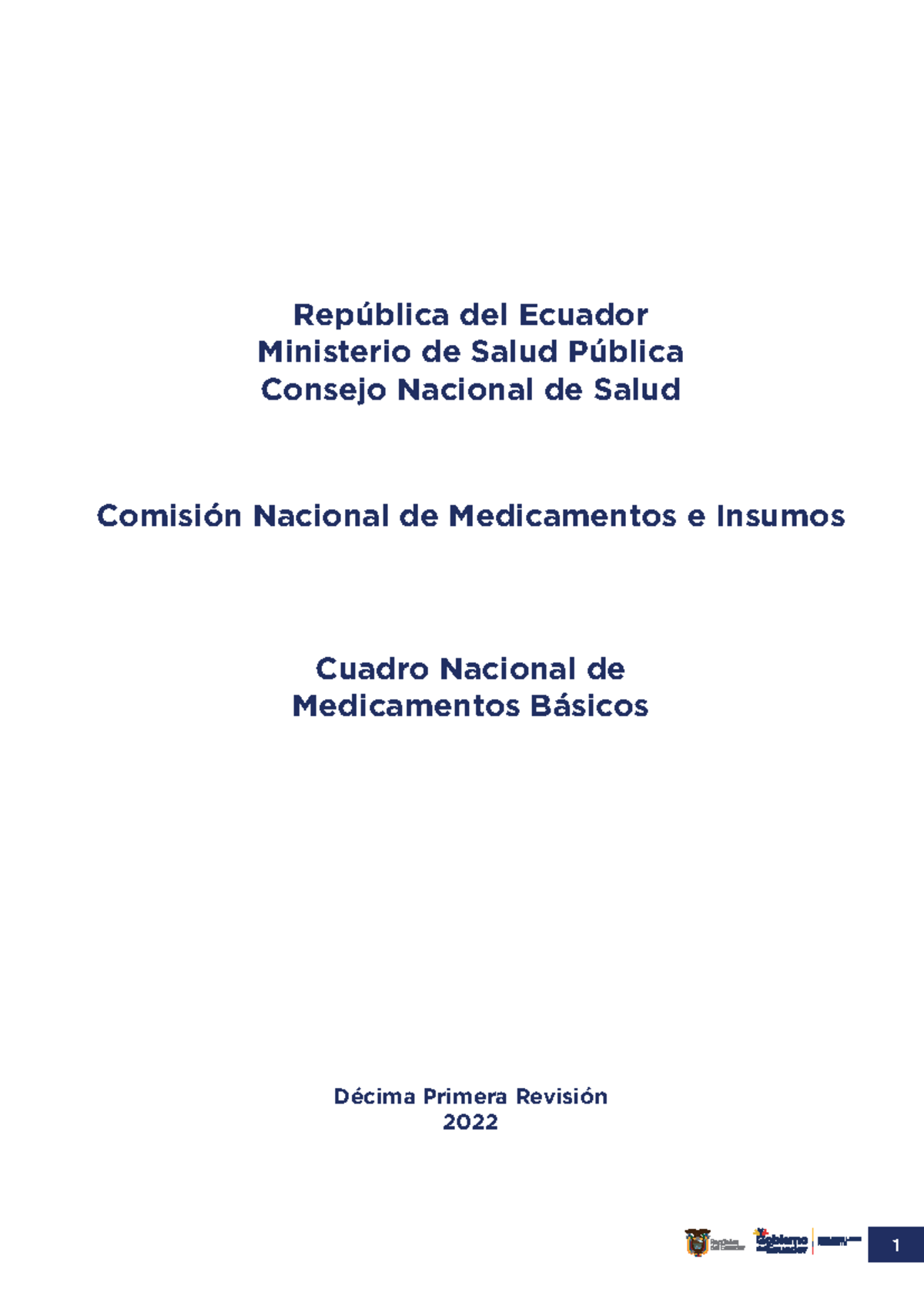 Cuadro Nacional de Medicamentos Básicos - CNMB 11va Edición (2022 ...
