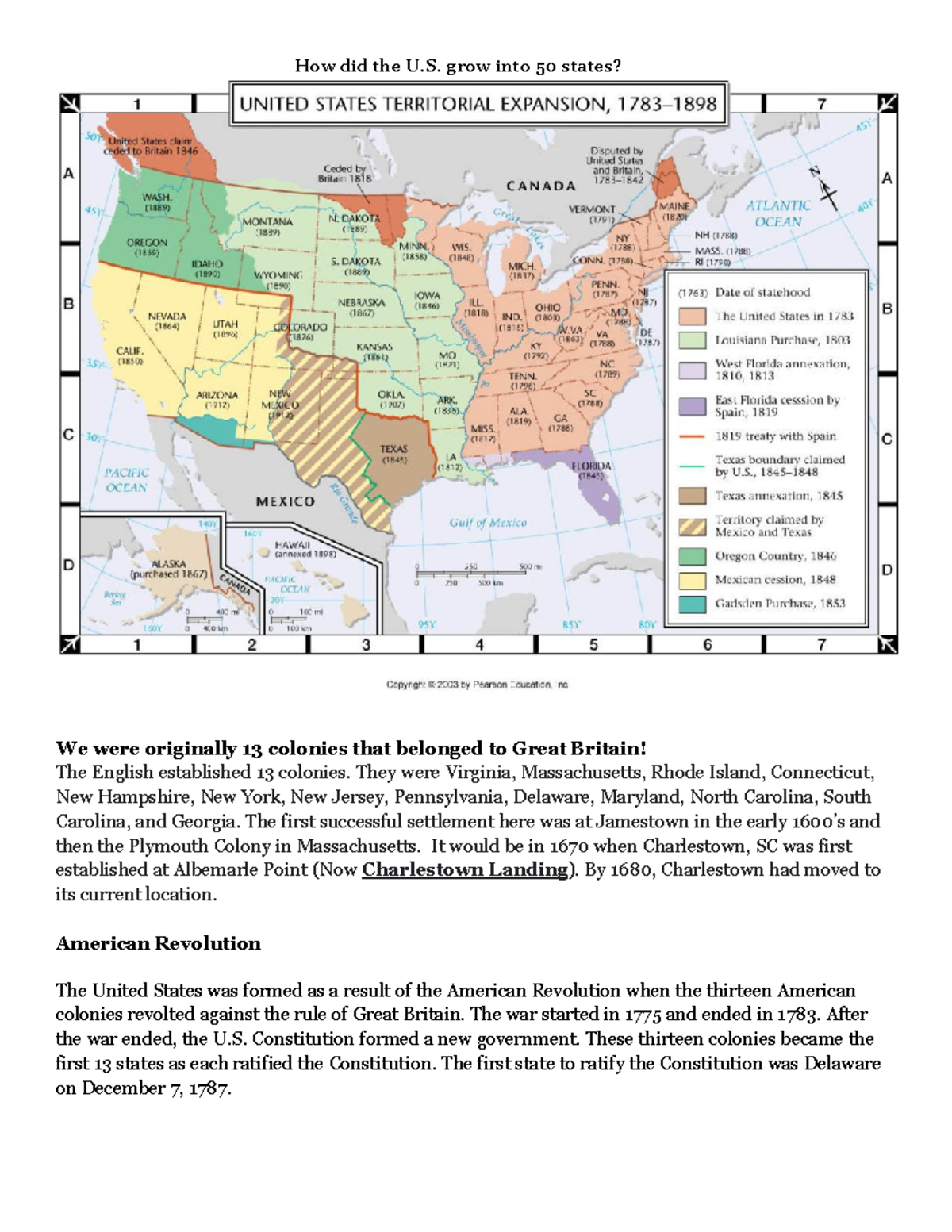 North America PG Copy Lesson 3: U.S. Expansion to 50 States - Studocu