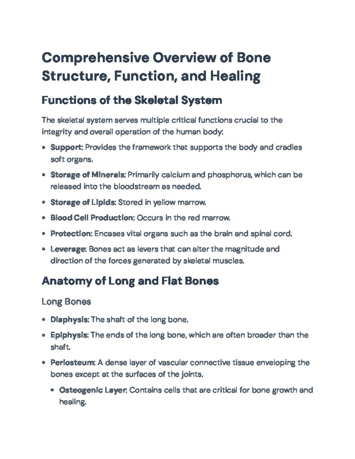 Comprehensive Guide to Bone Structure, Function, and Healing ...