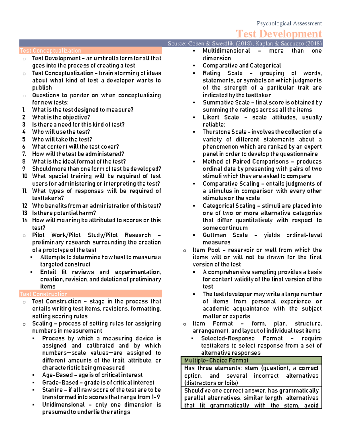 Psych Assess 5: Test Development Insights and Strategies - Studocu