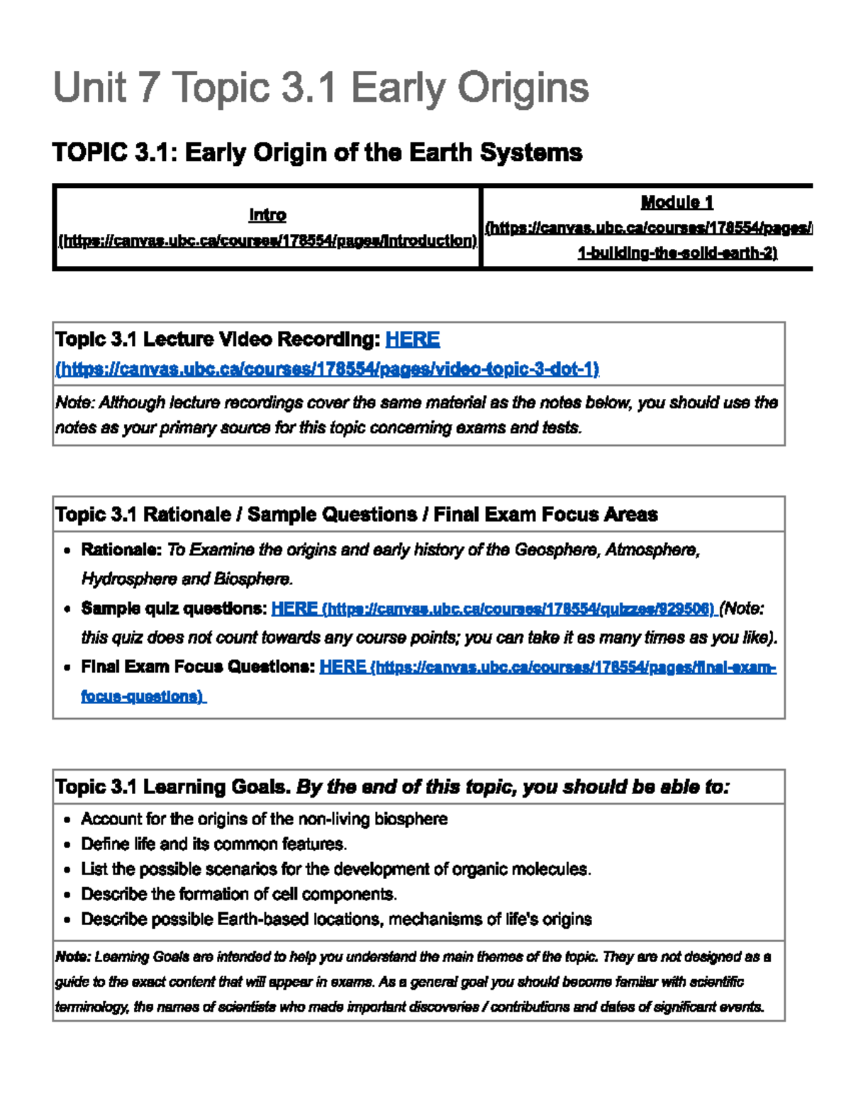 EOSC 310 Final Exam Notes: Early Origins of Earth Systems - Studocu