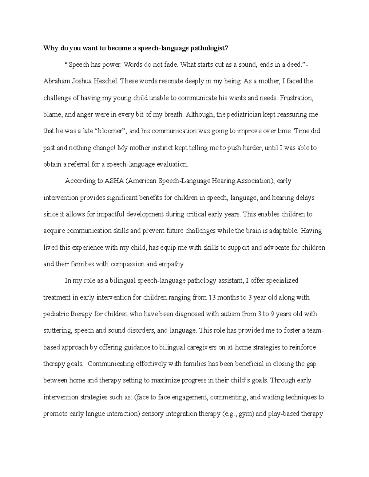 Eugenia Lopez Personal Statement - Why do you want to become a speech ...