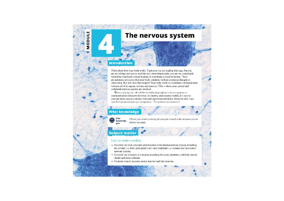 Final Exam Study Guide for Nervous System (PSY 101) - Studocu