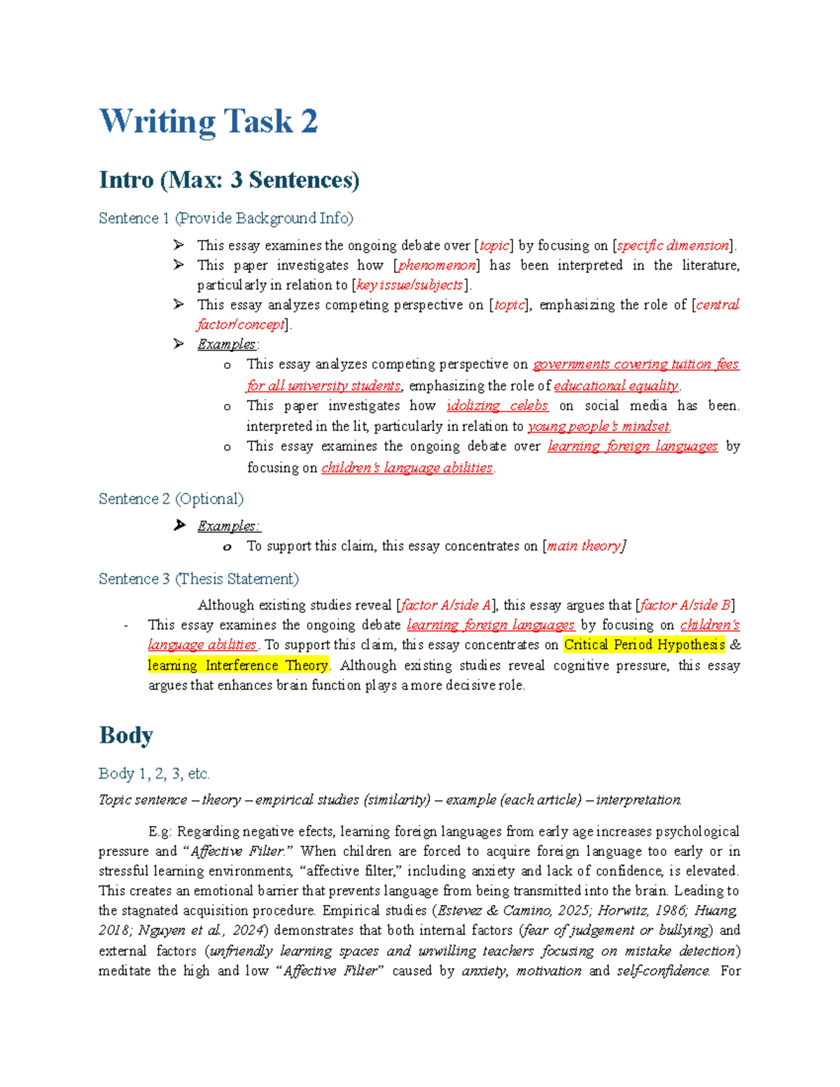 Task 2 Essay Structure Guide (Writing Task 2) - Studocu