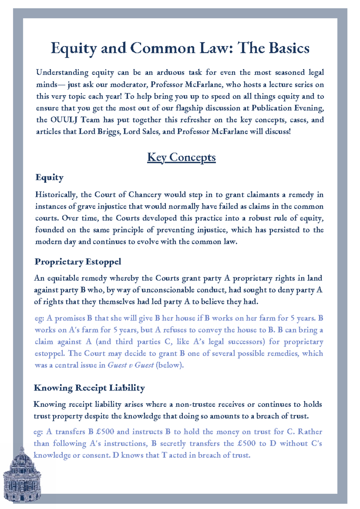 Equity and Common Law: Key Concepts and Cases Overview - Studocu