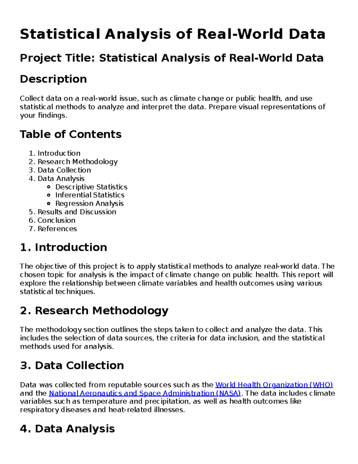 Statistical Analysis of Real-World Data - Prepare visual ...