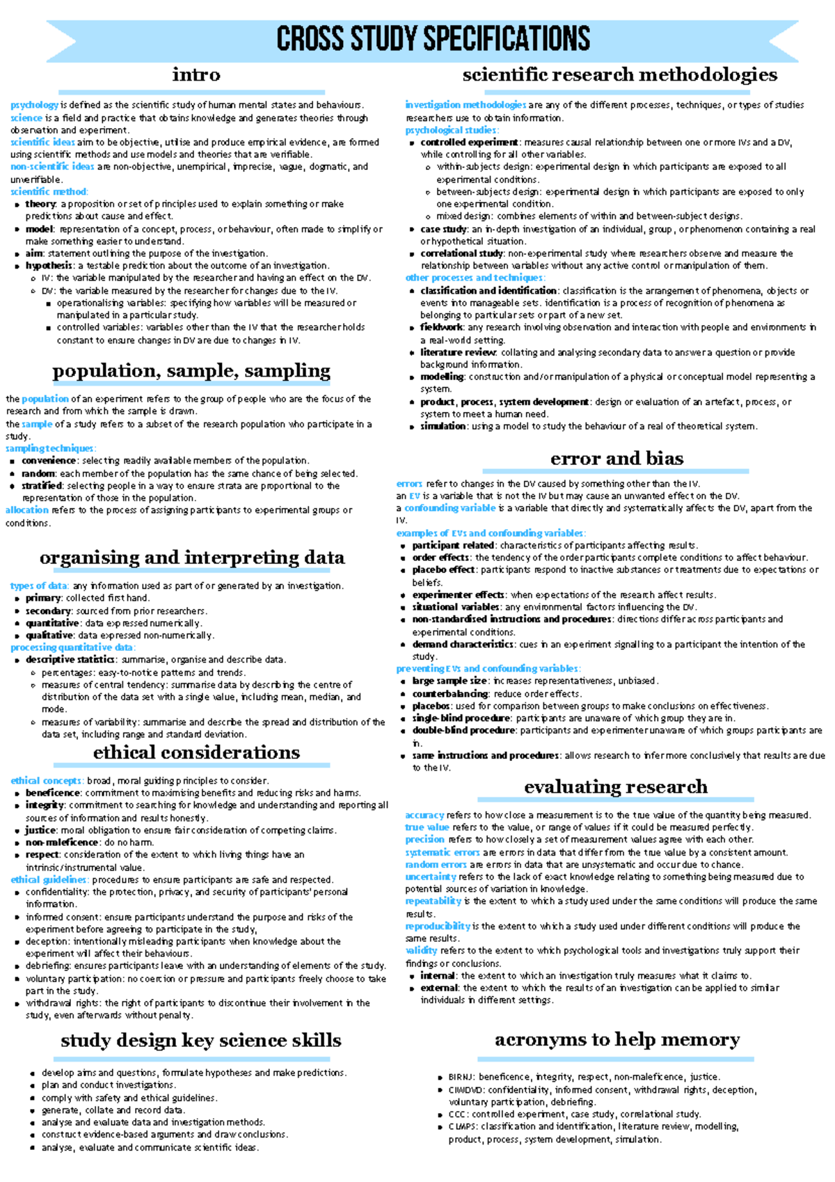 Psychology+3 4: Summary Notes on Key Concepts and Theories - Studocu