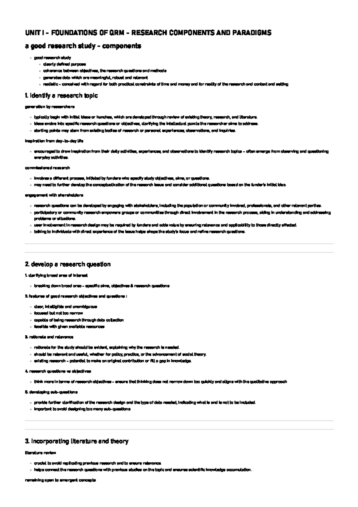 UNIT I - Foundations of QRM: Research Components & Paradigms Overview ...