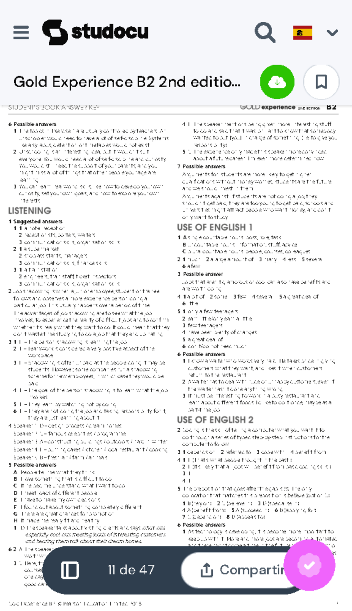 Gold Experience B2 2nd Edition Student's Answer Key Responses - Studocu