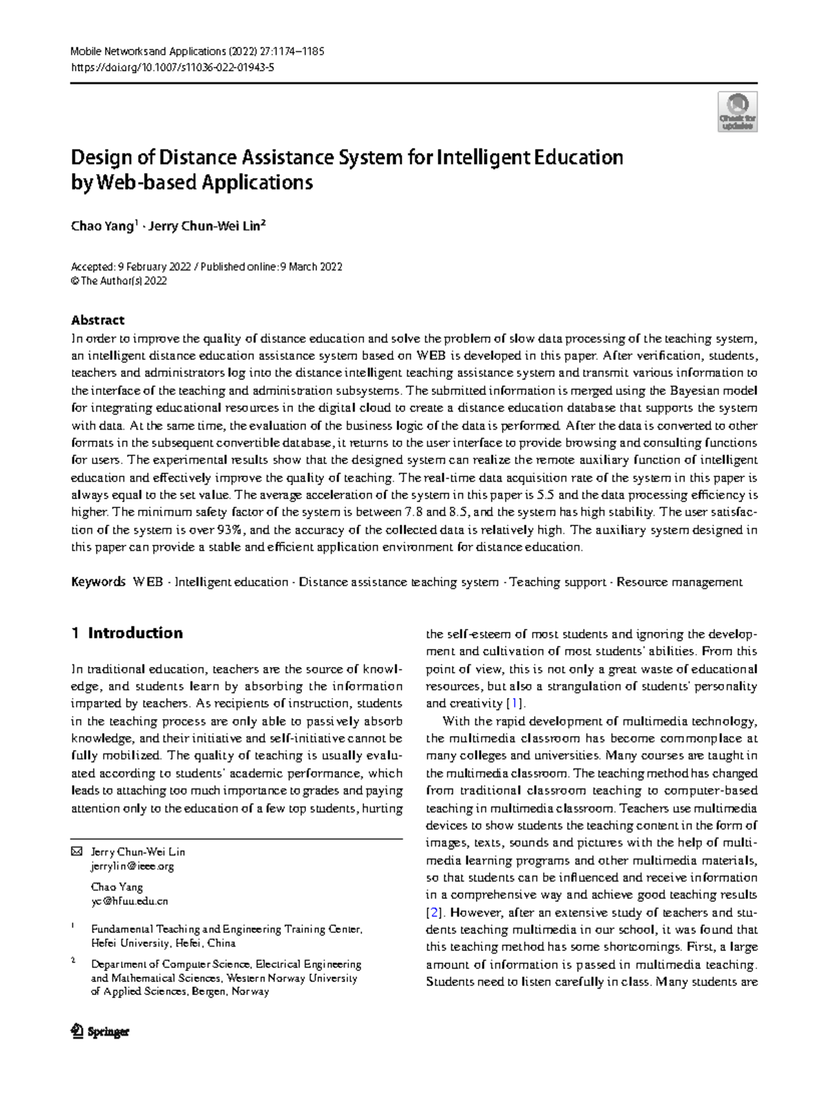 S11036 022 01943 5 - Design of WEB-Based Distance Education System ...