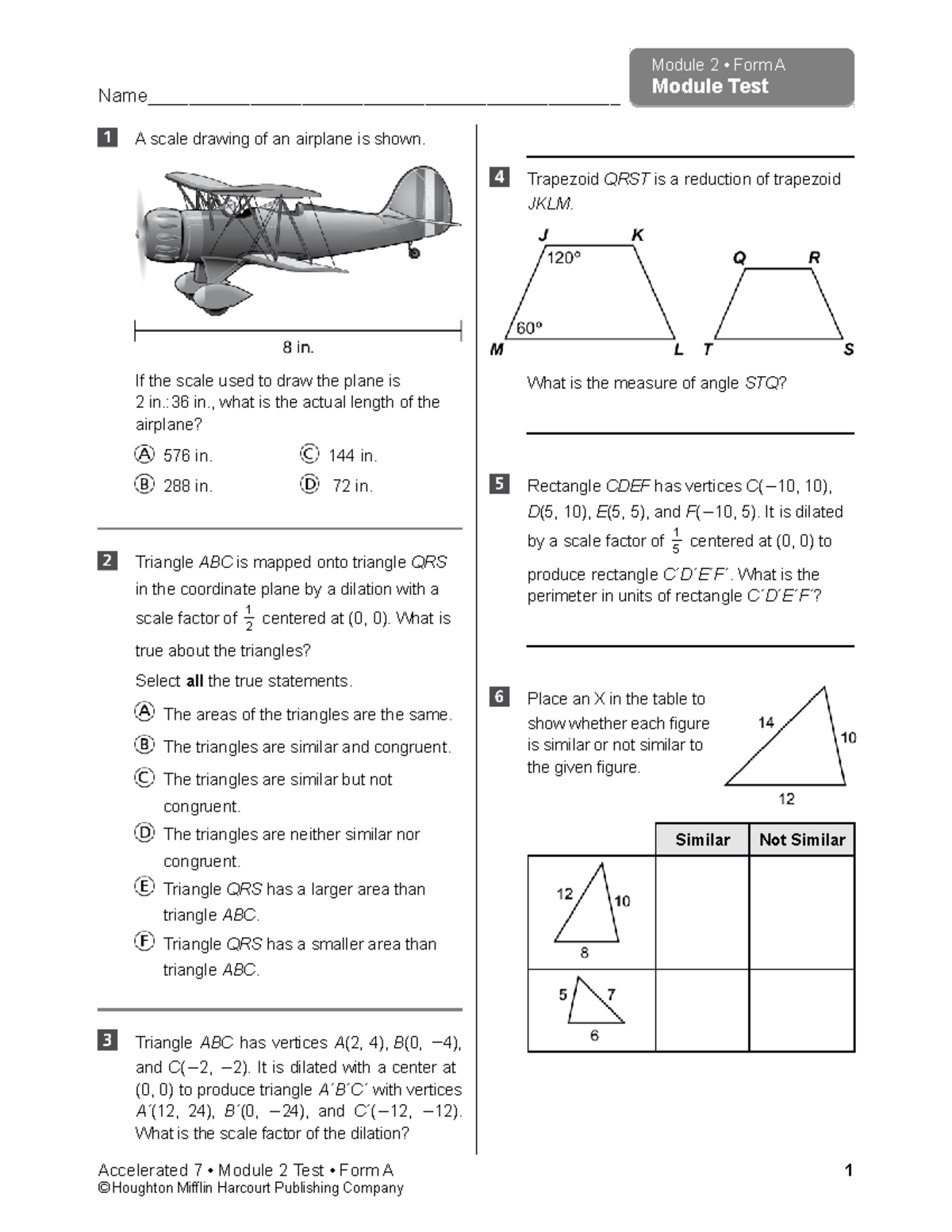 ACC7 Into Math EN FL SE Assessment Guide: Module 2 Test A - Studocu