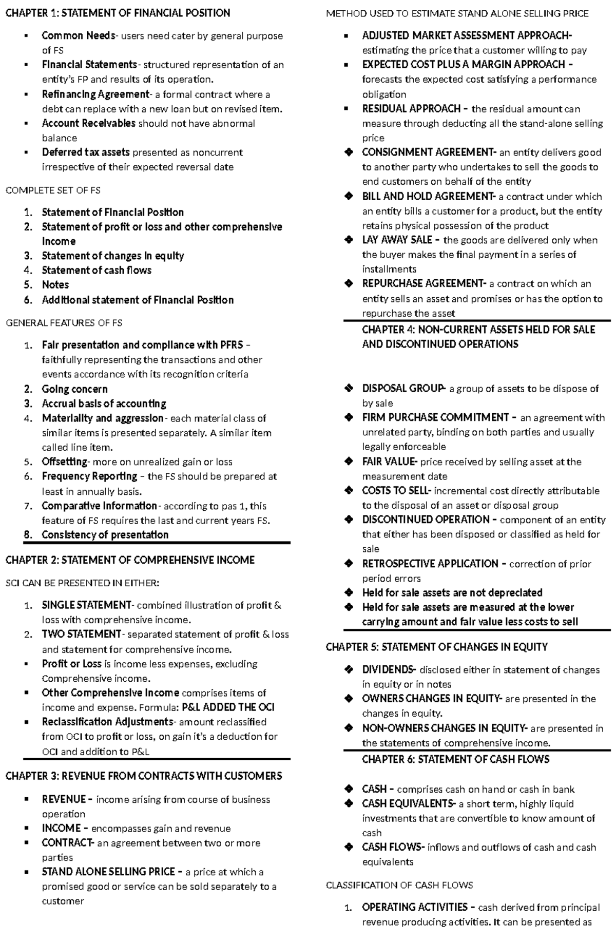 IA Reviewer Final: Financial Statements Overview and Key Concepts - Studocu