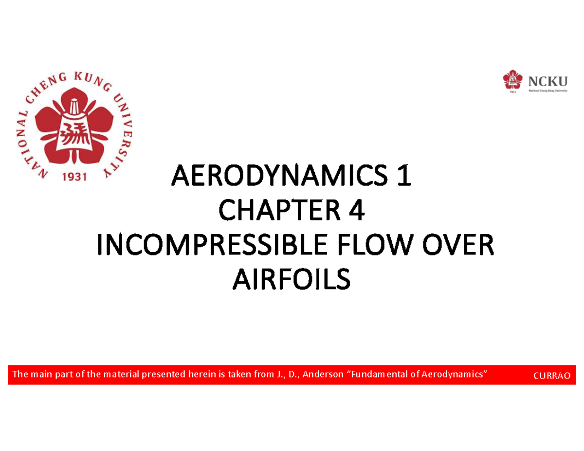 AERO1 CHAP 4: Incompressible Flow Over Airfoils Analysis - Studocu