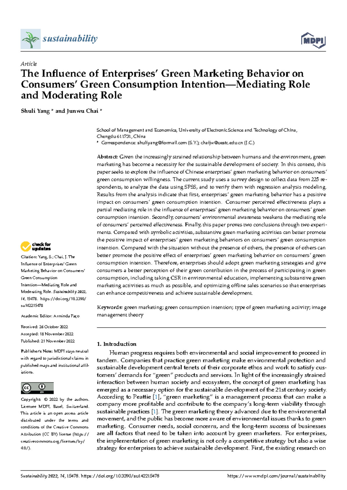 Sustainability 2022: The Impact of Green Marketing on Consumption ...