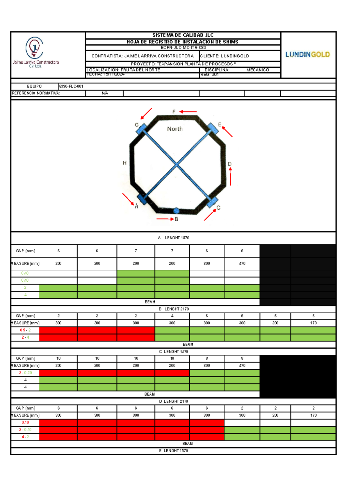 SHIM Instalation Report 6390-FLC-001 - E LENGHT 1570 BEAM 2 - 0. 0 ...