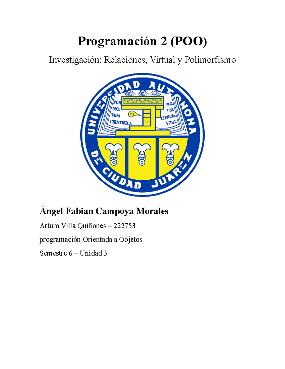 Tarea 2 unidad 3 - Investigación de material de POO - Programación 2 ...