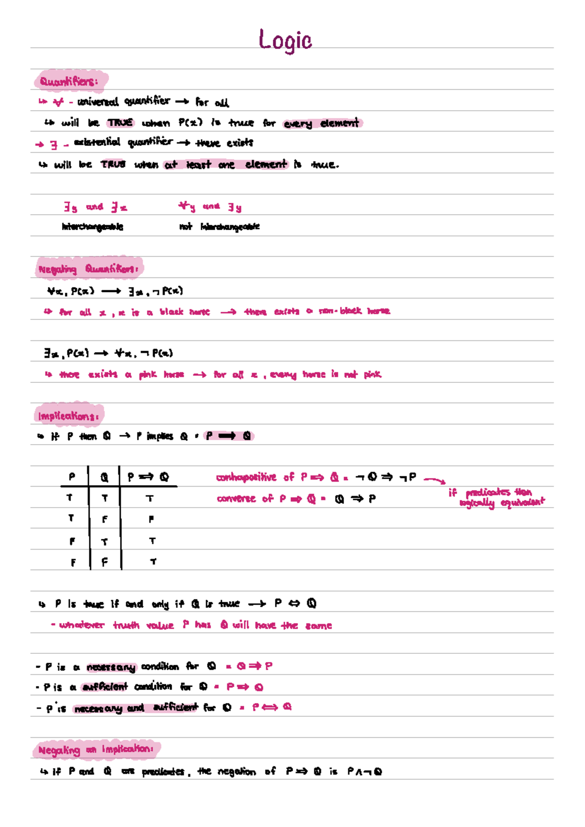 Logic Quantifiers and Implications: Reading 3 i Gl Notes - Studocu