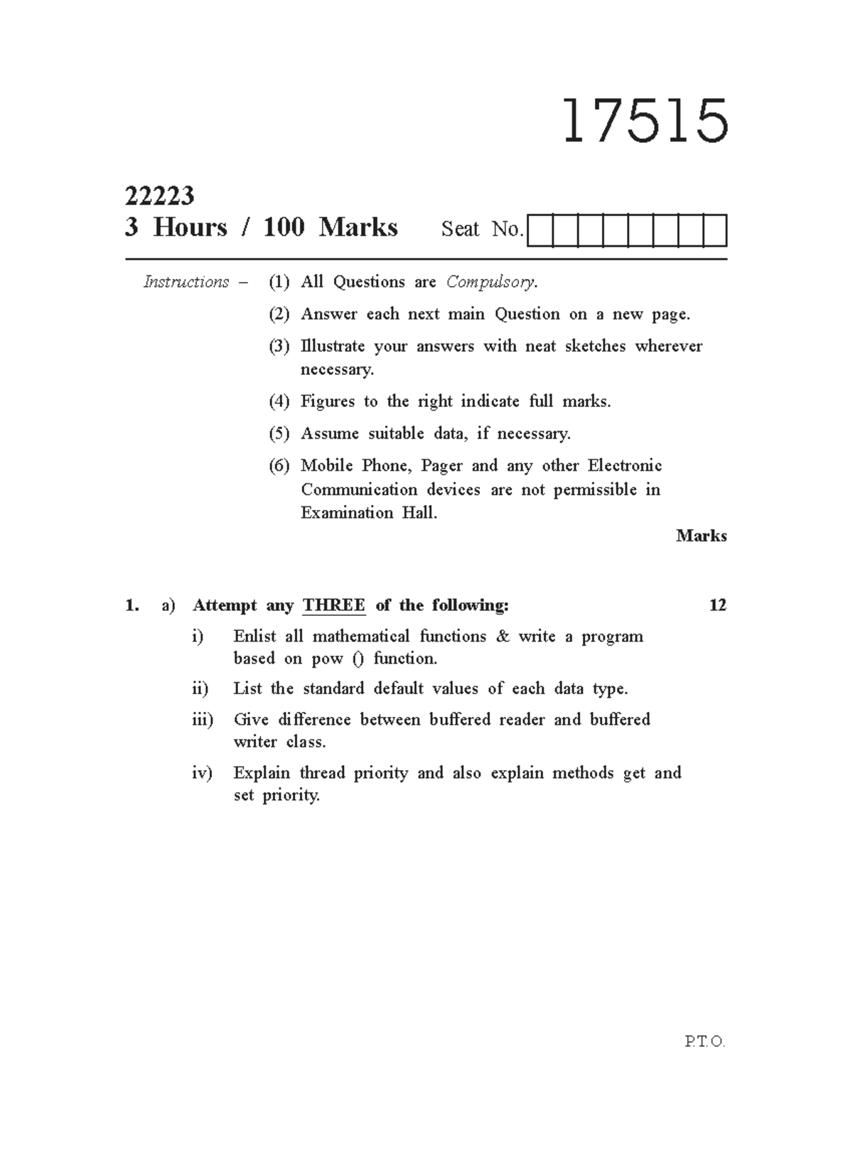 17515 Summer 2023 Question Paper: Programming & Java Concepts - Studocu