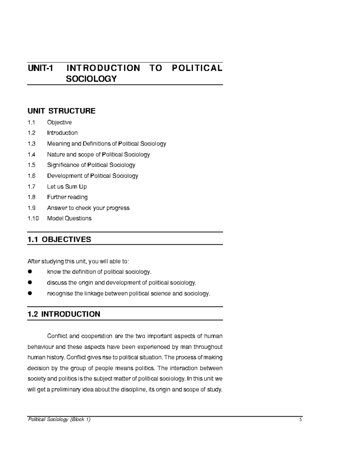 Unit 1 - Origin & Development of Political Sociology - Studocu