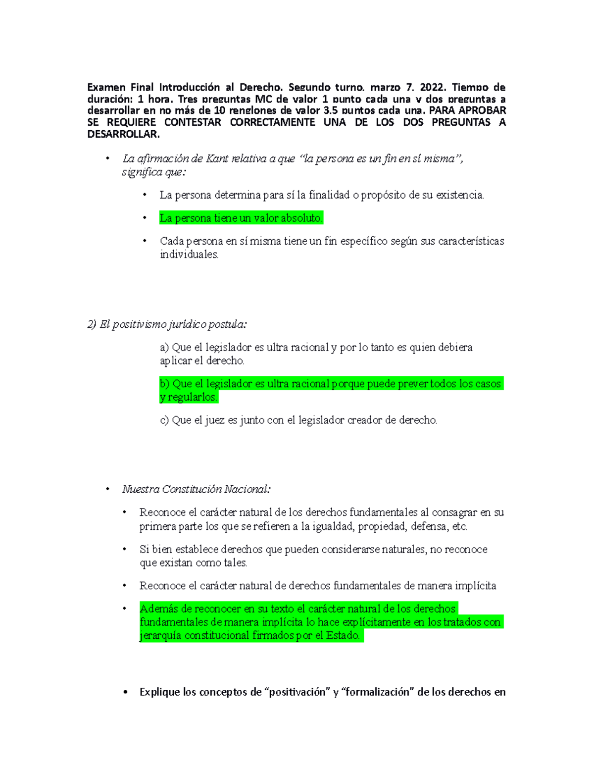 Examen Final de Introducción al Derecho 2 - Guía de Estudio 2022 - Studocu