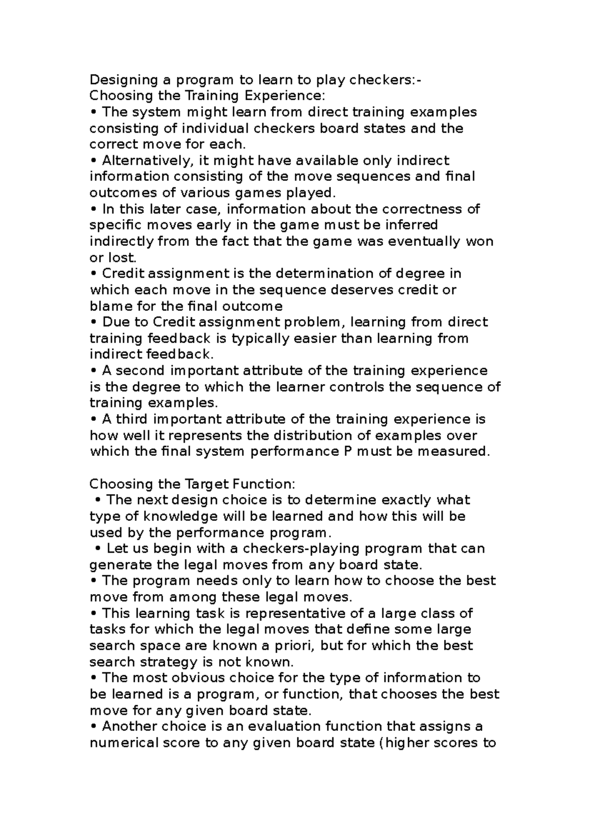 ML1: Designing a Checkers Learning Program: Training and Function ...