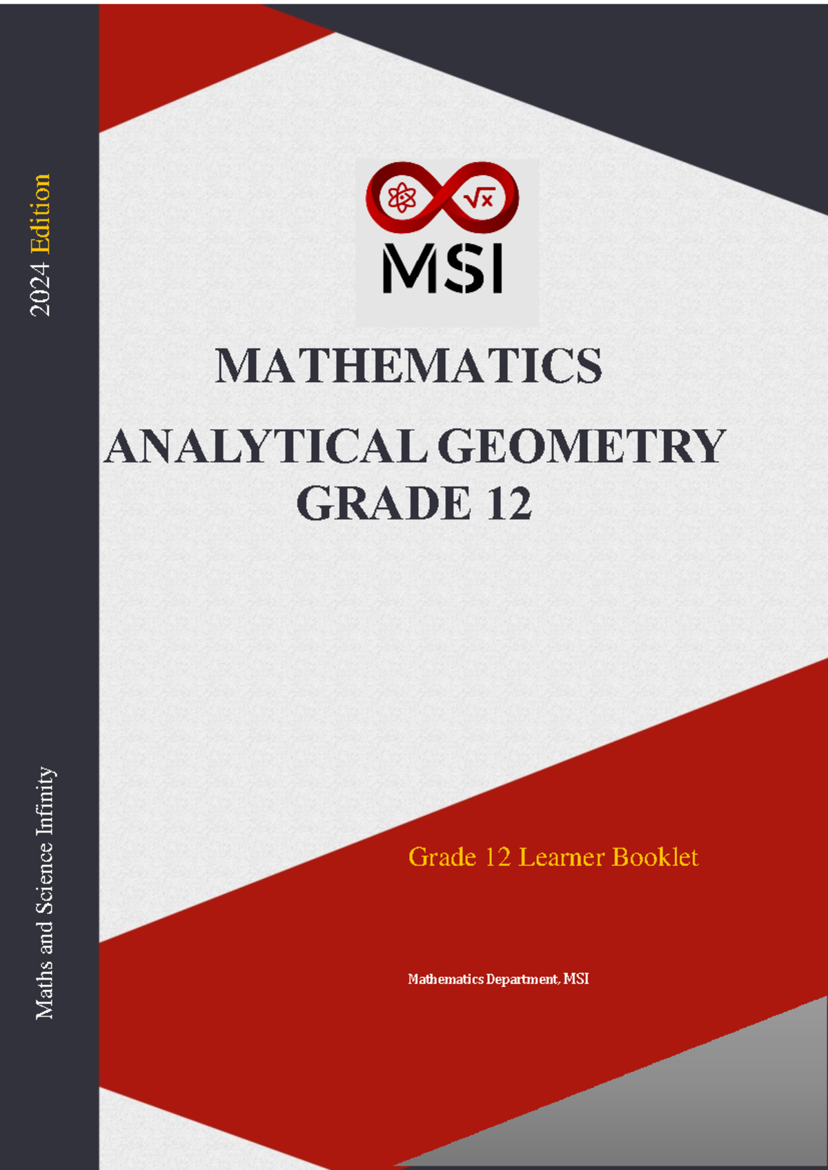 MSI 2024 Analytical Geometry Questions - Grade 12 Learner Booklet - Studocu