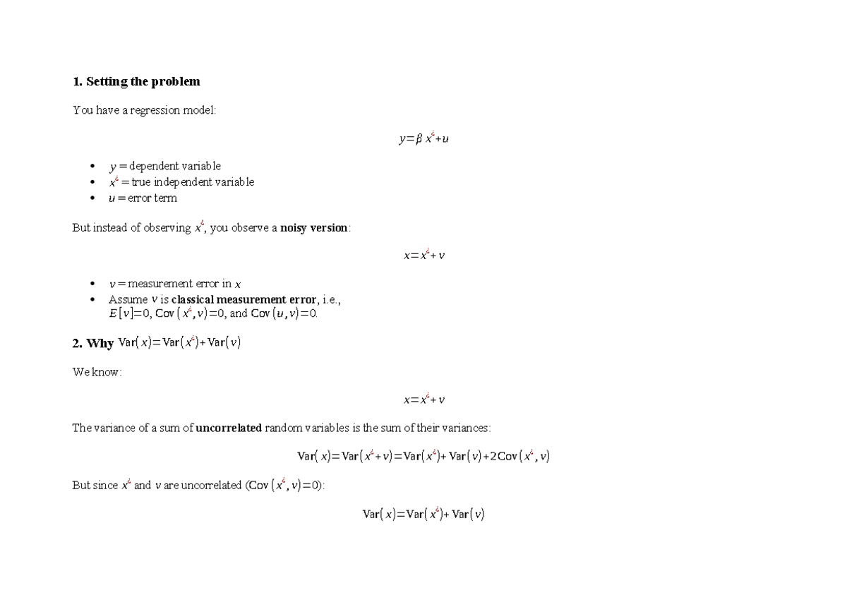 Attenuation Bias in Regression Models: Understanding Measurement Error ...