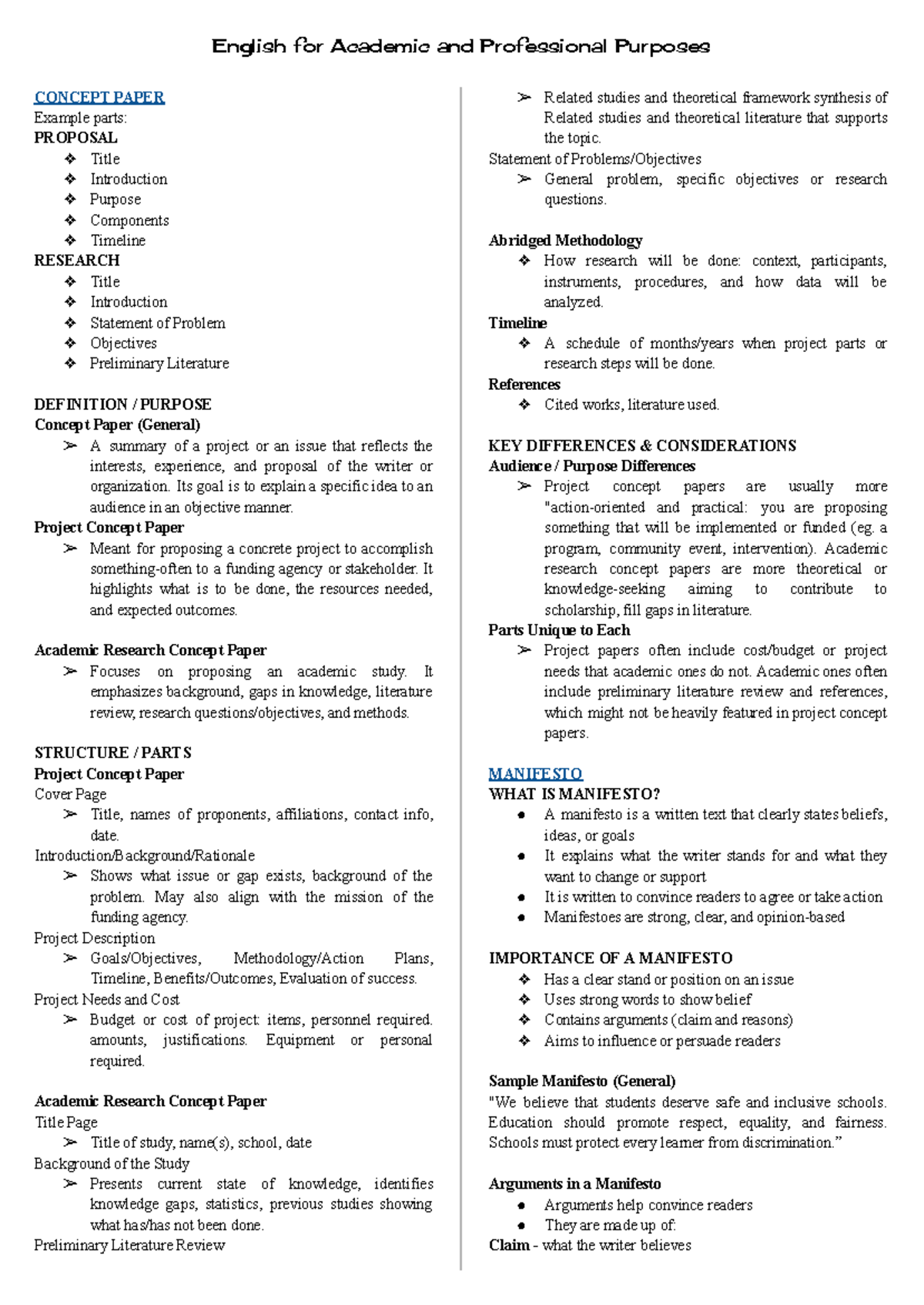 EAPP Concept Paper Guide: Structure, Purpose, and Examples - Studocu