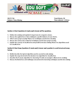 Data Warehousing - Outline from UOG - University of Gujrat Faculty of ...