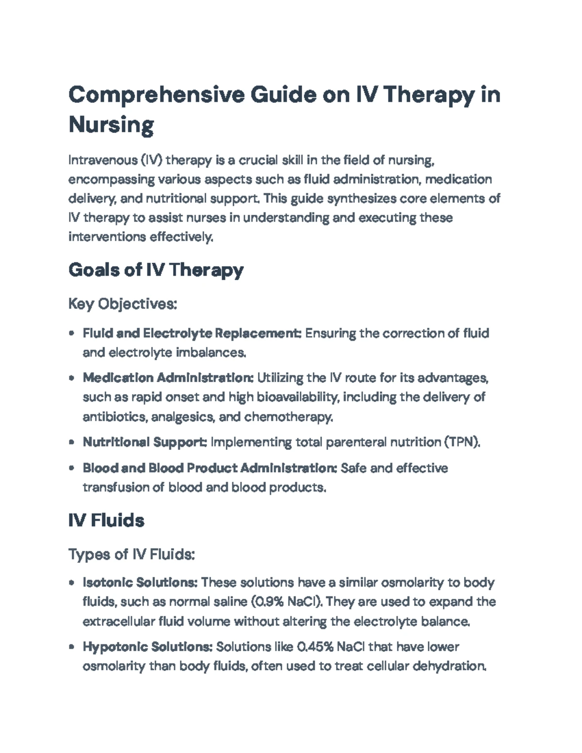 Comprehensive IV Therapy Guide for Healthcare Professionals (IV 101 ...