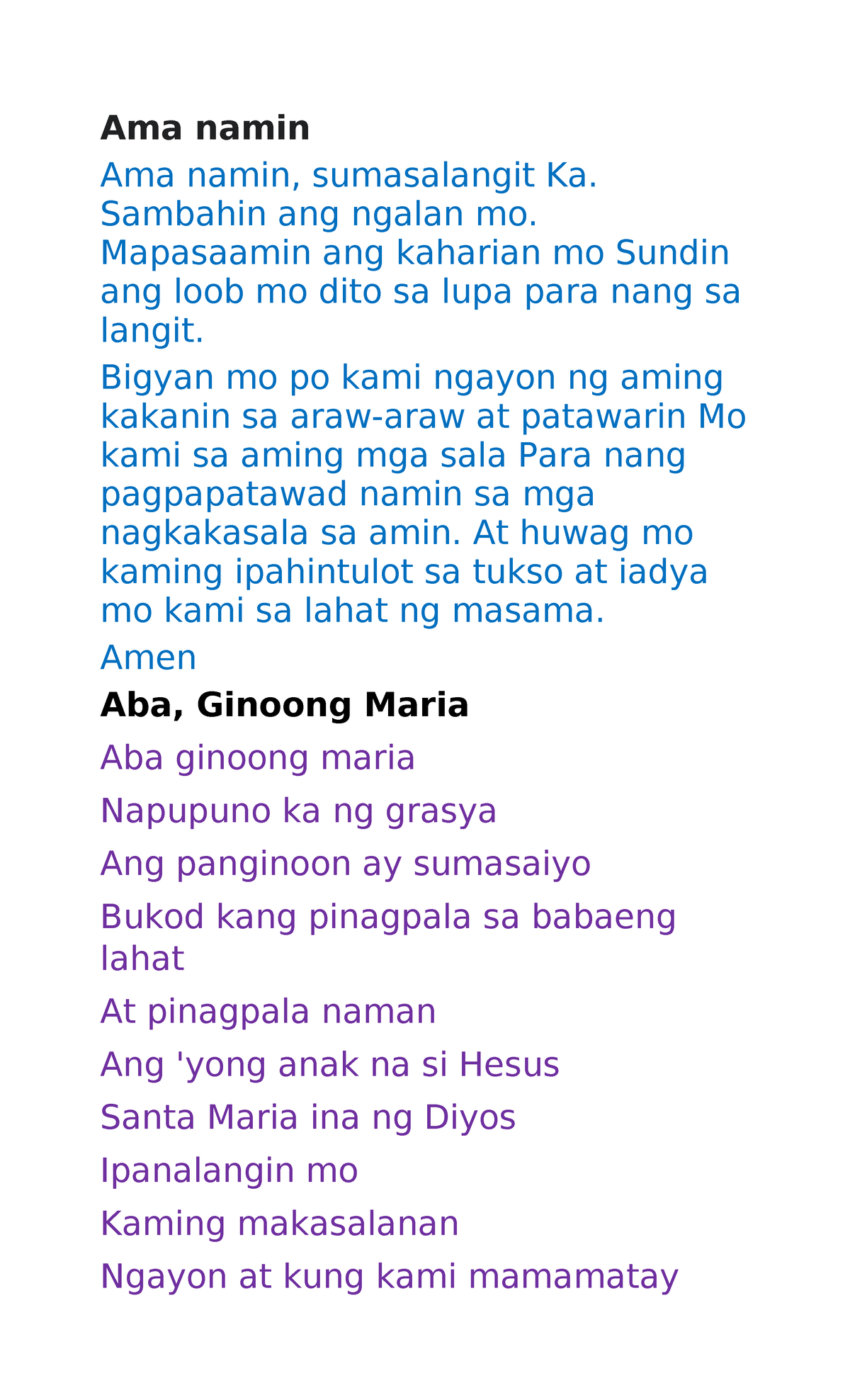 Ama Namin: A Filipino Reflection on the Lord’s Prayer - Studocu