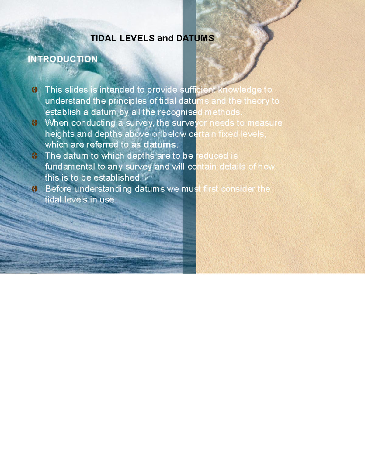 Understanding Tidal Levels and Datums - GSS330 Lecture Notes - Studocu