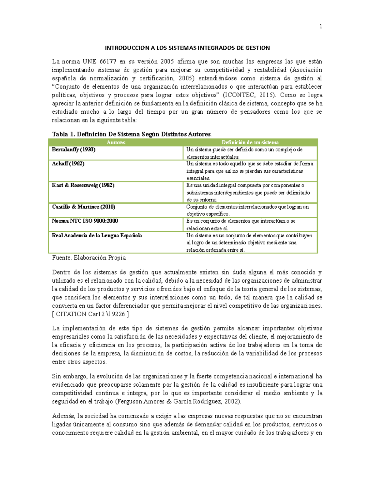 Introducción a los Sistemas Integrados de Gestión: UNE 66177 2005 - Studocu