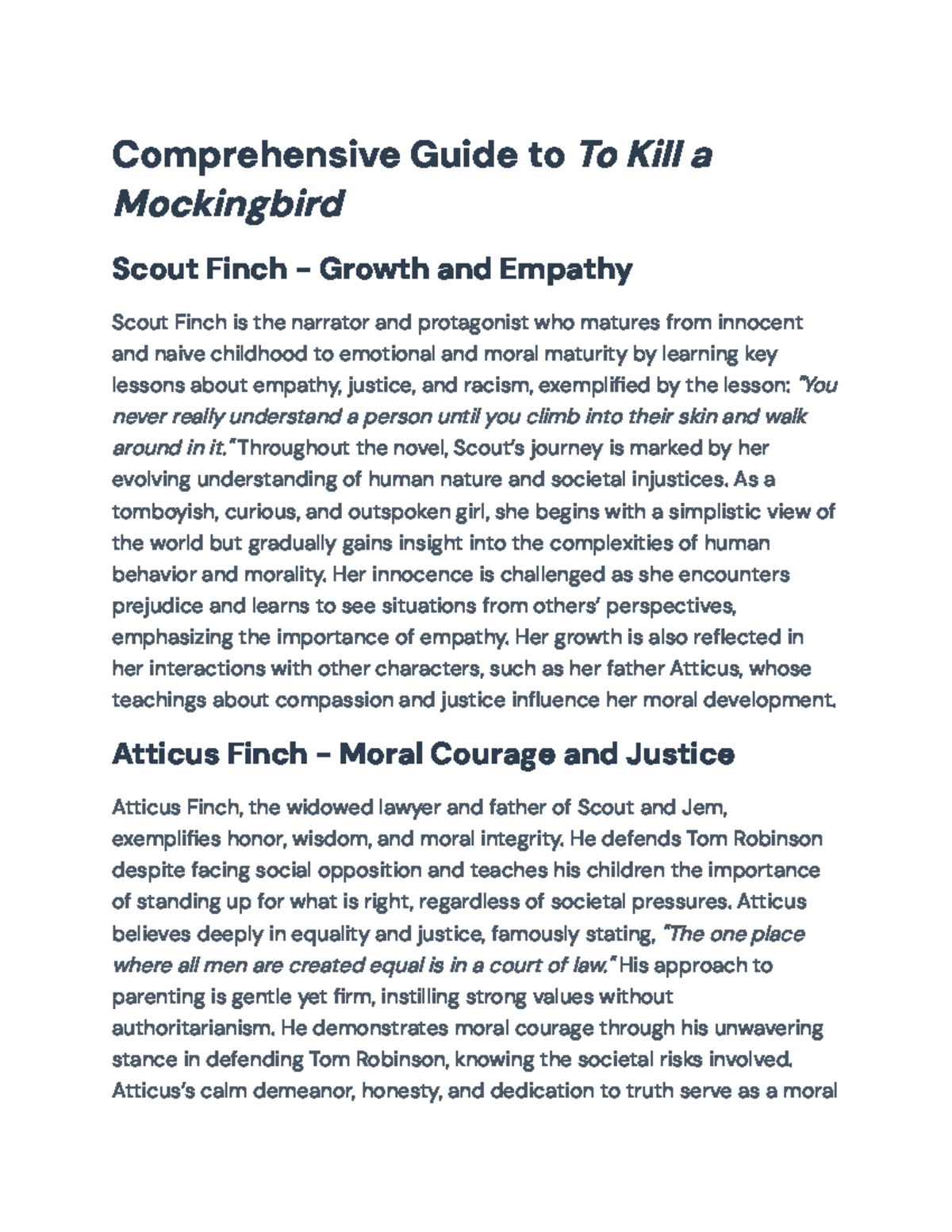 Comprehensive Analysis of Character Growth in To Kill a Mockingbird ...