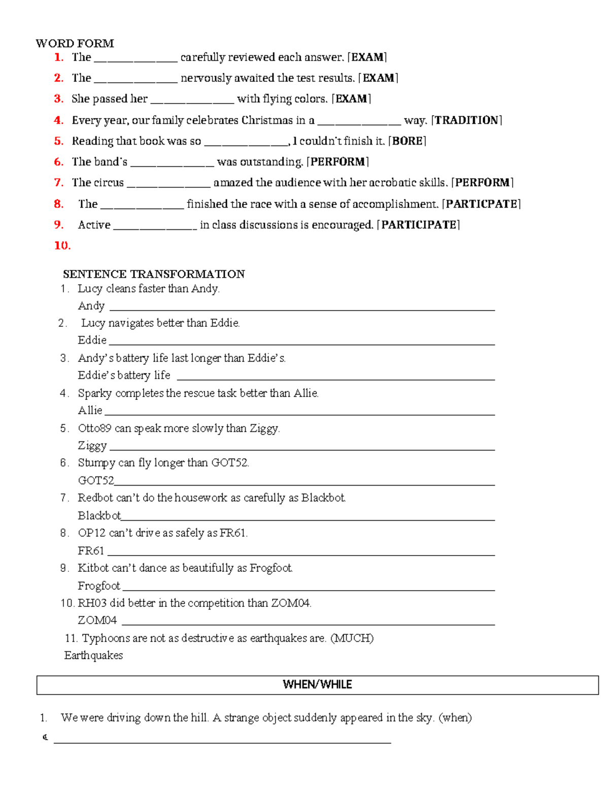 Review of UNIT 4-5 - Right on 8: Sentence Transformation & Word Forms ...